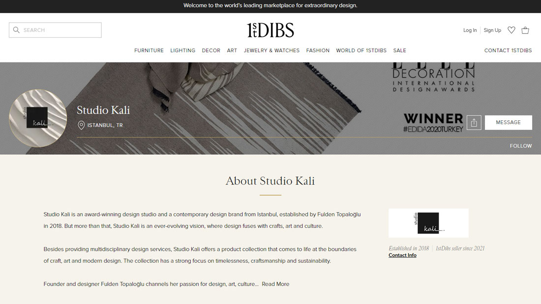 Studio Kali 1stDibs Sayfası