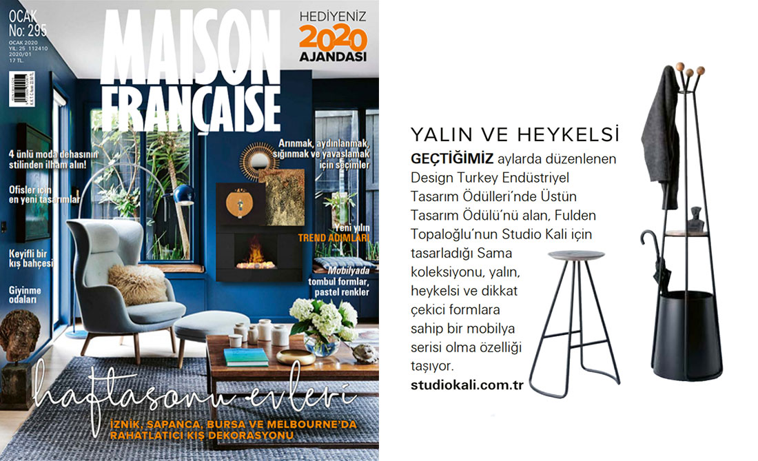 Award winning Sama Collection by Studio Kali is featured in Maison Française January 2020