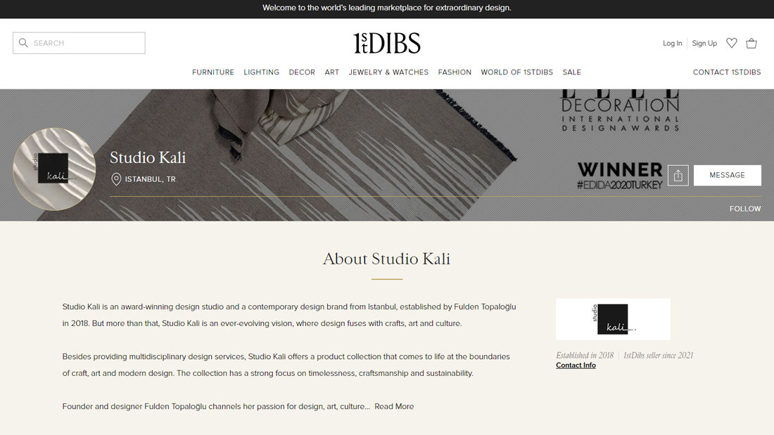 Studio Kali Storefront on 1stDibs