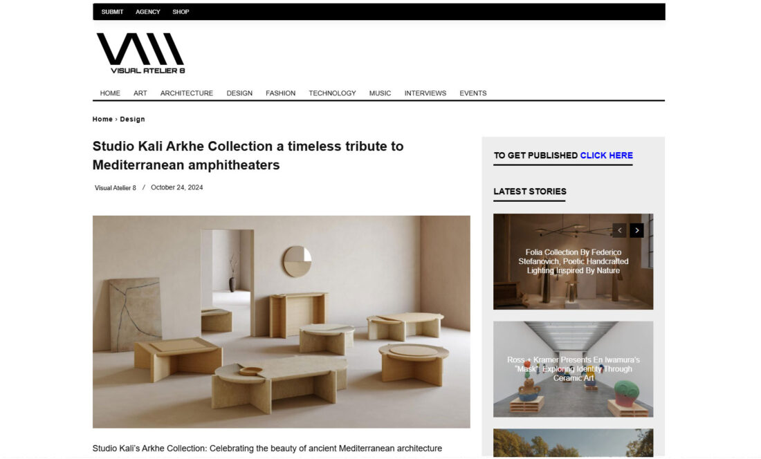 Studio Kali's Arkhe Collection is featured in Visual Atelier 8.