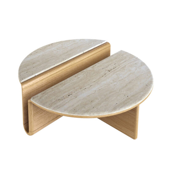 Kanyon Coffee Table in oak with travertine table top