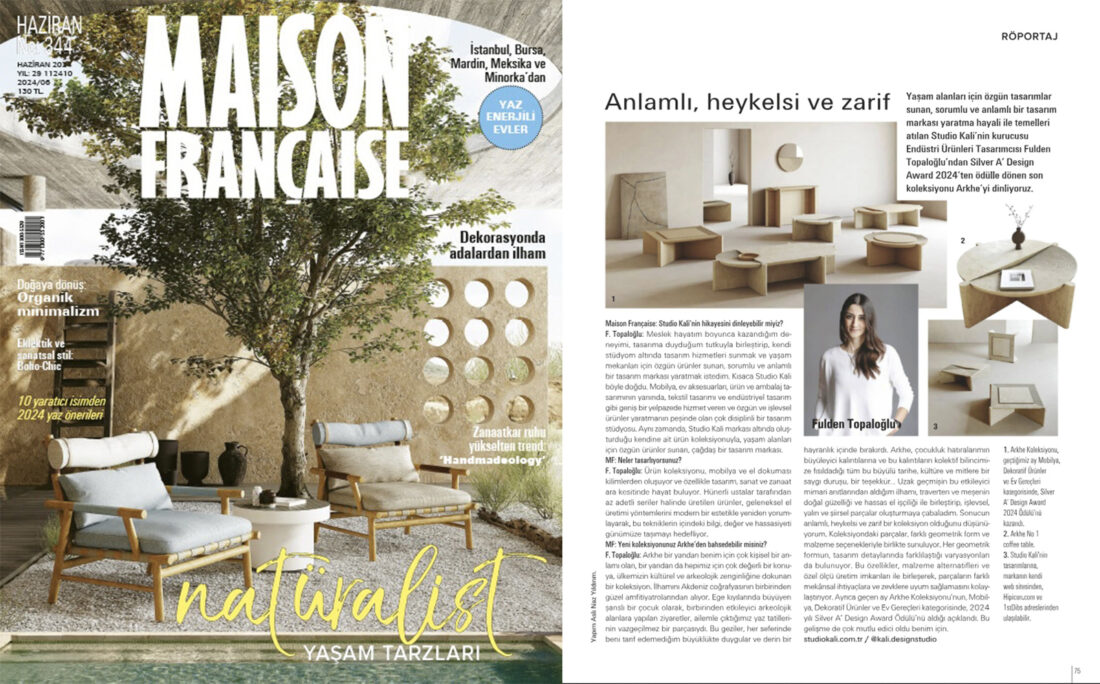 Studio Kali's Arkhe Collection is featured in Maison Française June 2024